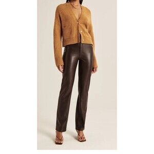Abercrombie & Fitch 00/ 24 XS Vegan Leather 90s Straight Pant Dark Brown